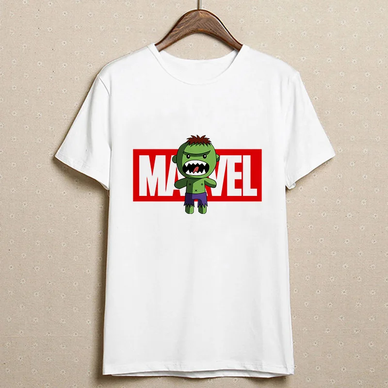 10 Модная женская футболка Marvel с коротким рукавом и принтом Harajuku, футболка с круглым вырезом и надписью, белые топы, женская одежда - Цвет: 10