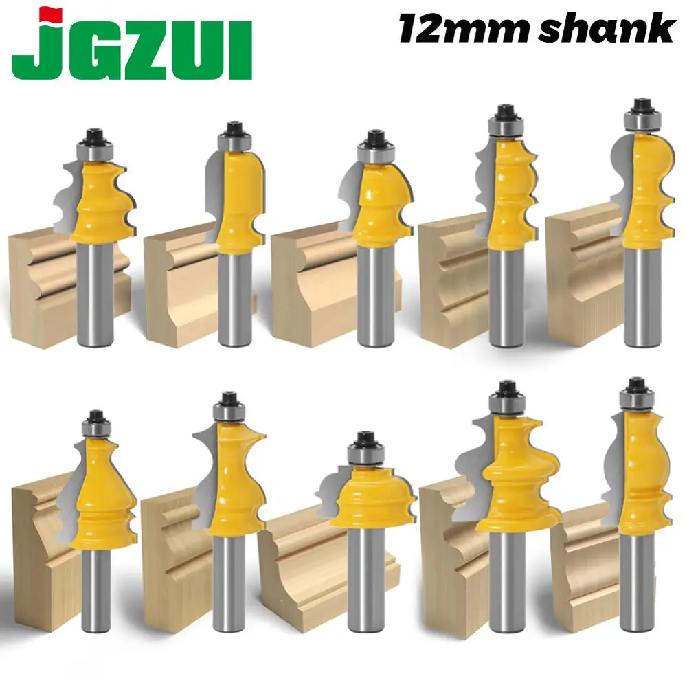 10pcs 12mm Shank Architectural Molding Handrail Router Bits Set Casing ...