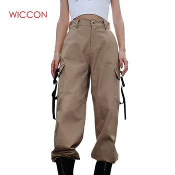 

Women Casual Joggers Streetwear Cargo Pants Black High Waist Loose Female Trousers Korean Style Ladies Pants Capri