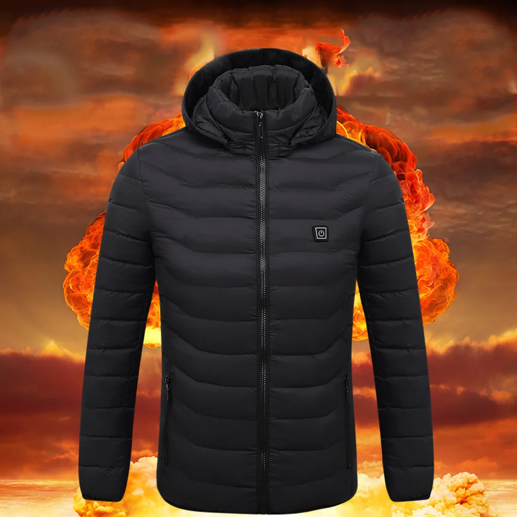 2021 NEW Men Winter Warm USB Heating Jackets Smart Thermostat Pure Color  Hooded Heated Clothing Waterproof Warm Jackets|Parkas| - AliExpress