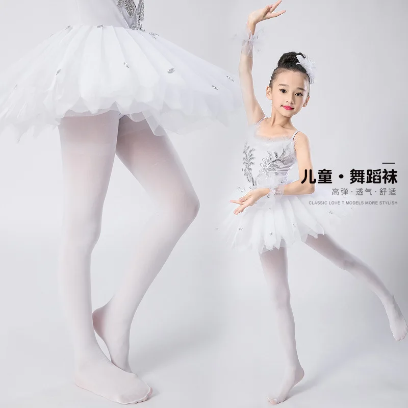 

[3 Packaged in the Shape of Bars] New Products Children Dance Pants White Girls' Pantyhose Ultra-stretch Solid Color Patyhose Ba