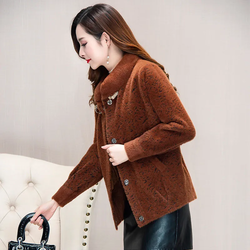 Elegant Faux Fur Coat Women Autumn Winter Warm Soft Fur Jacket Female Plush Overcoat Pocket Casual Teddy Outwear female - Цвет: Коричневый