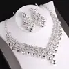 KMVEXO Luxury Heart Crystal Bridal Jewelry Sets Wedding Rhinestone Crown Tiara Earrings Choker Necklace African Bead Jewelry Set ► Photo 3/6