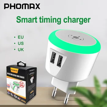 

PUJIMAX 2USB Smart Time Control Timing LED 5V 2.4A Timing Inductive Charging for huawei xiaomi samsung Phone Universal Charger