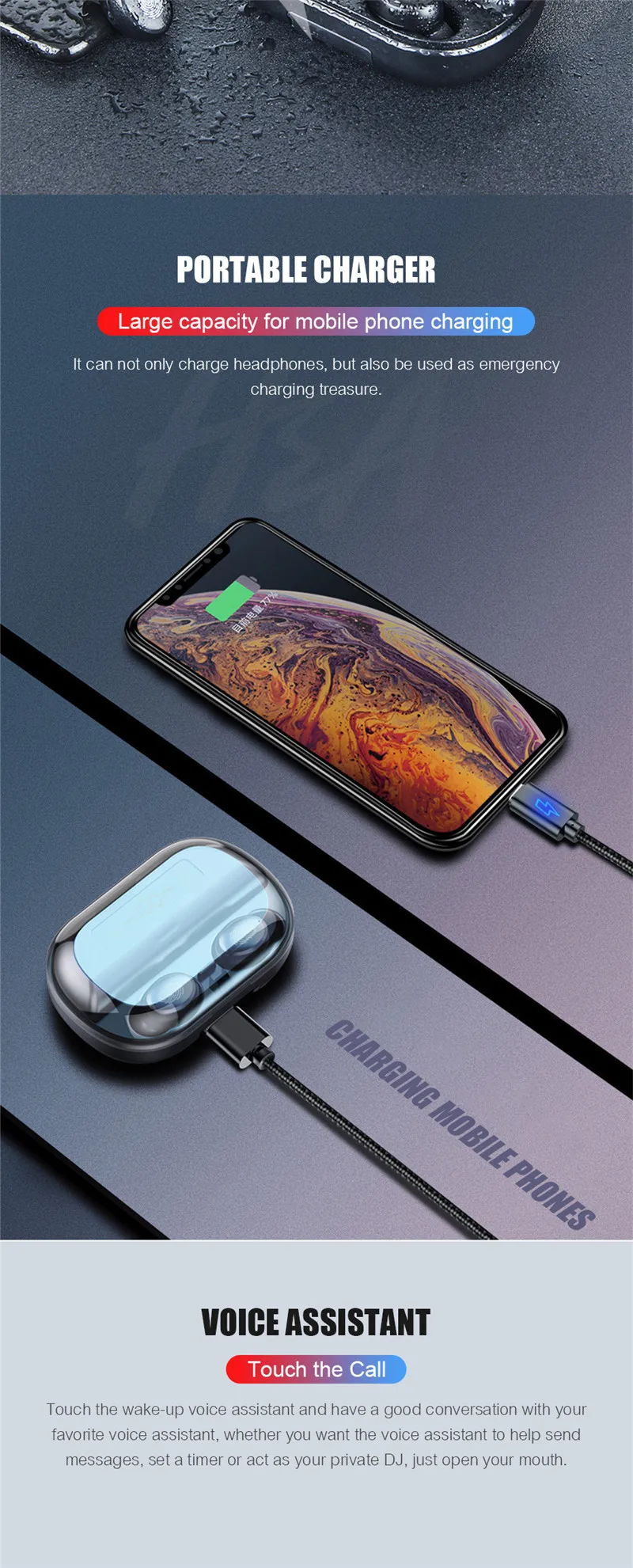 Lyenn V11 Bluetooth 5,0 светодиодный дисплей TWS Беспроводные наушники водонепроницаемые спортивные наушники 4000 мАч power Bank для телефонов
