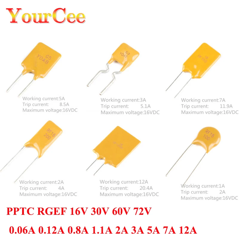 10 шт. 16 в 30 60 72 сбрасываемый предохранитель PPTC RGEF 0.06A 0.12A 0.8A 1.1A 2A 3A 5A 7A 12A