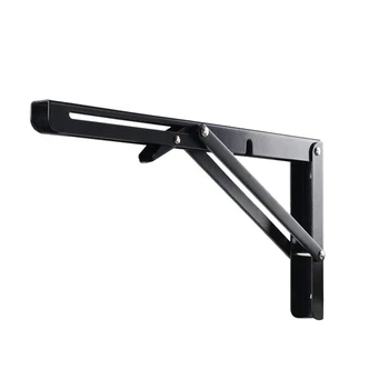 

A01-2Pcs Folding Shelf Brackets, Heavy Duty Metal Triple-cornered Shelf Bracket, DIY Bracket Folding Shelf Hinge Wall Mounted, M