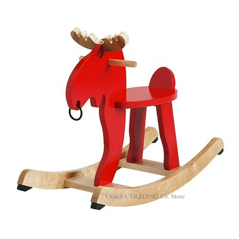 Деревянный качалка-стульчик-лошадка для малышей, милый красный белый Жираф рокер, дети качалки животных для детской и игровой комнаты - Цвет: 2