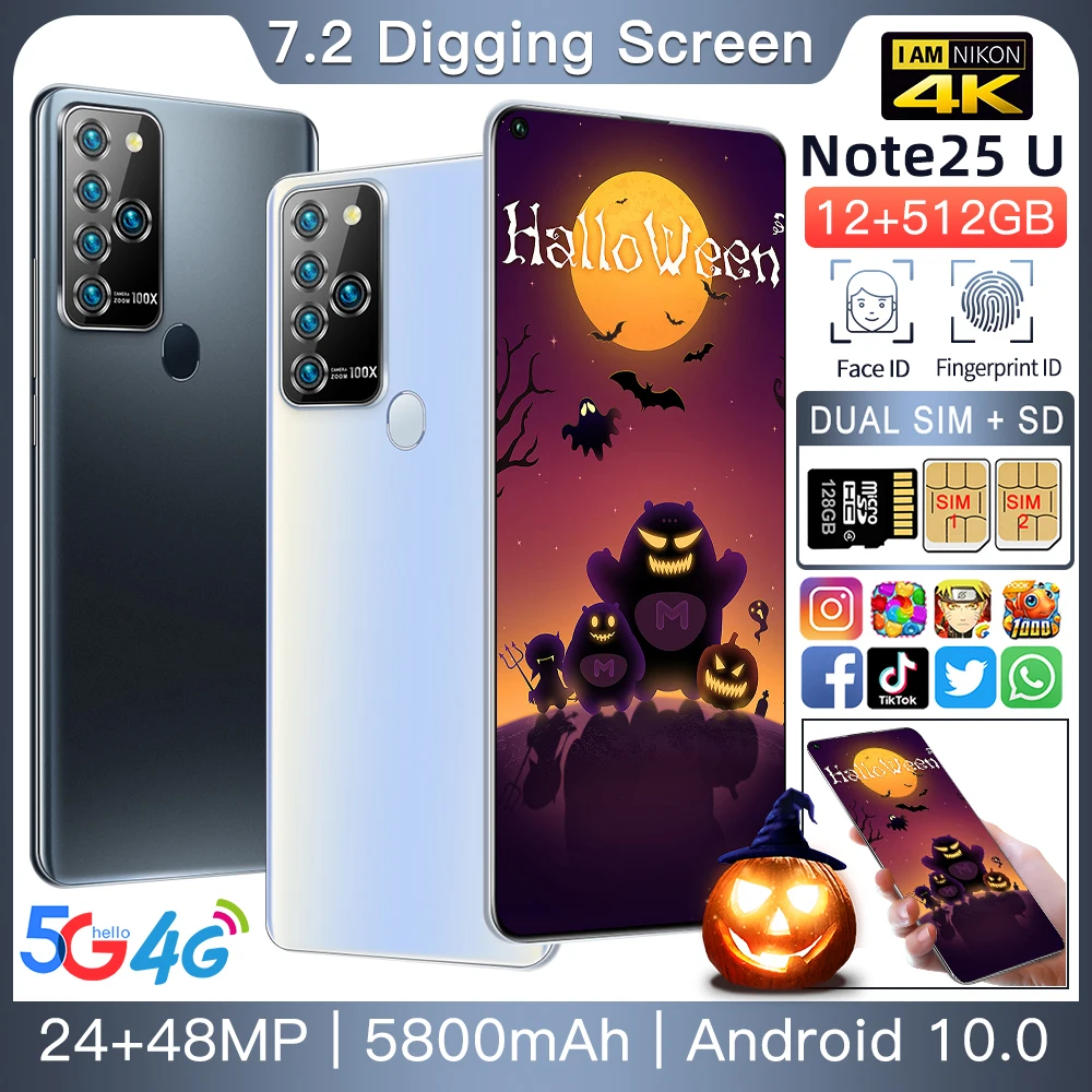 Смартфон Huawe Note25U 7 2 дюйма 12 Гб + 512 ГБ Android 10 0 4G  Мобильные телефоны и
