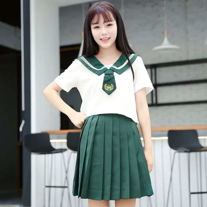Top Skirt Студенческий стиль Матросская одежда Японский Корейский милый студенческий двухсекционный костюм косплей костюм ученическая школьная форма C38180AD - Цвет: Top Skirt