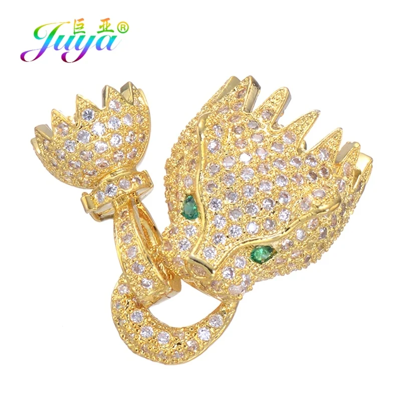 Juya DIY бусины ювелирные изделия застежки поставки Леопард застежка для закрывания Дракон застежки для натуральных камней Жемчуг Бисероплетение ювелирных изделий - Цвет: Gold Green Eye
