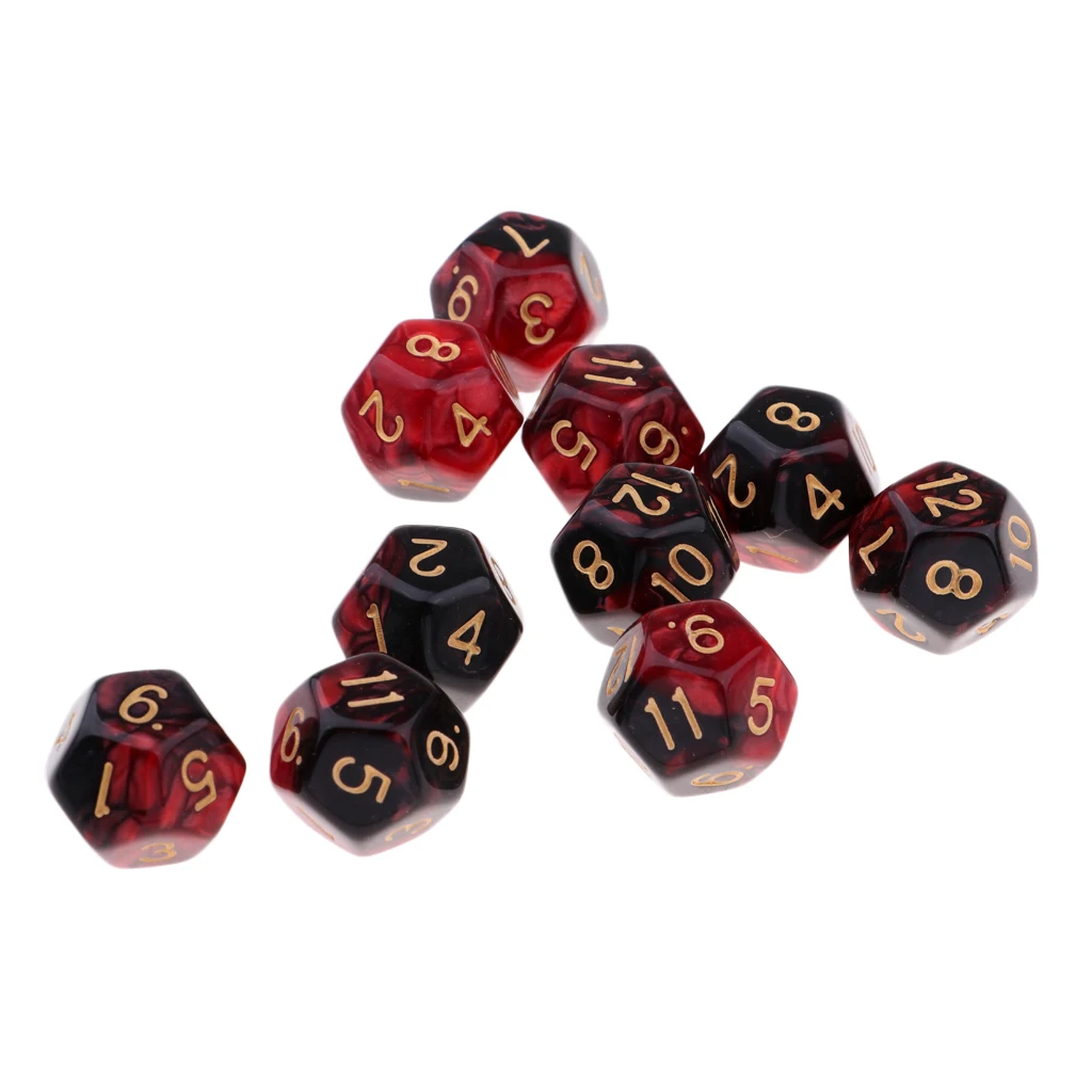 10 шт многогранные игральные кости-многогранники D12 для D& D TRPG настольная игра