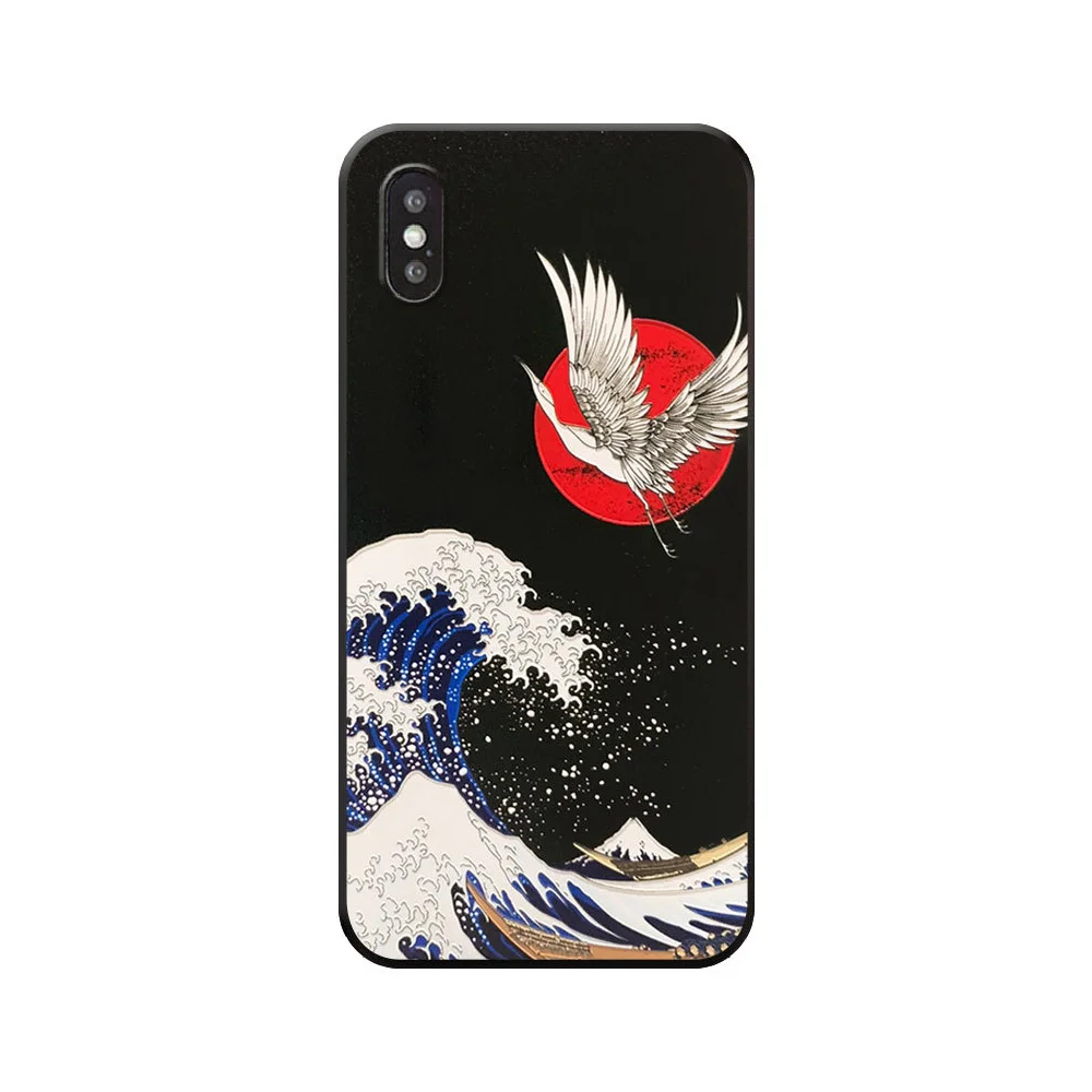 Bird 3D картина морская волна Телефон чехол для iPhone 7 6s 8 XR XS Plus китайский стиль пара чехол для iPhone 11 Pro XS Max сотовый телефон чехол - Цвет: Bird