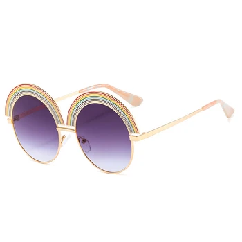 

2020 New Fashion Luxury Brand Designer Alloy Round Sunglasses For Women Chic Circle Gradient Sun Glasses Female Goggle Shades