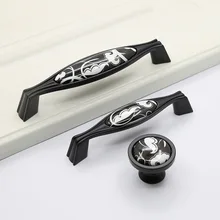 Ручка для шкафа, современный минималистичный черно-белый с рисунком, керамическая ручка, ящик для шкафа, Мраморная Толстая дверь в американском стиле