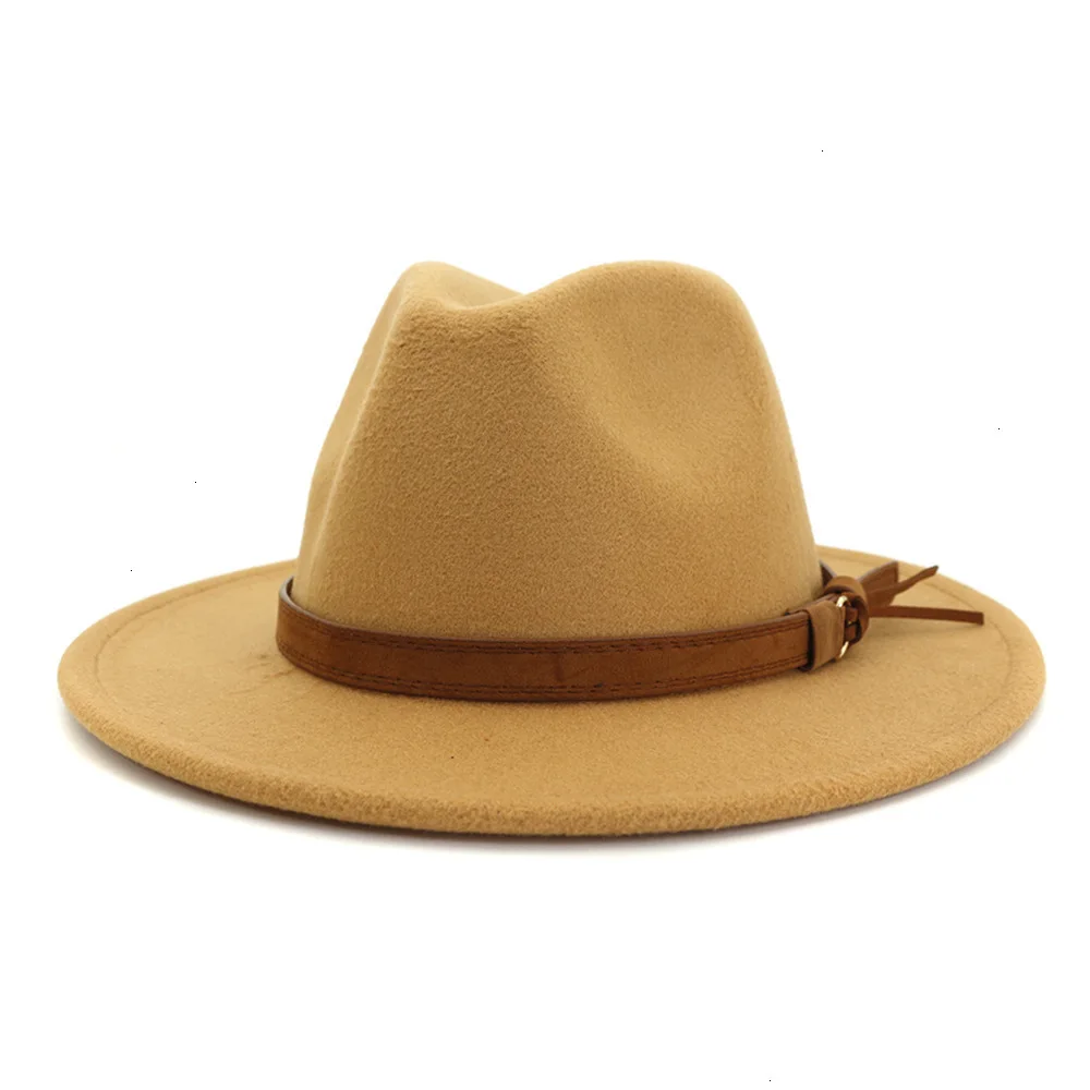 Женская Шляпа Fedora с пряжкой на ремне, винтажная Шляпа Fedora с широкими полями и пряжкой на ремне