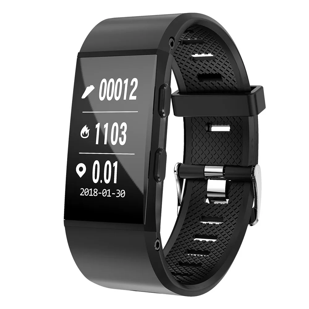 S1 gps смарт-браслет 0,9" экран Bluetooth 4,1 фитнес-браслет трекер монитор сердечного ритма IP67 водонепроницаемые Смарт-часы для мужчин - Цвет: Черный
