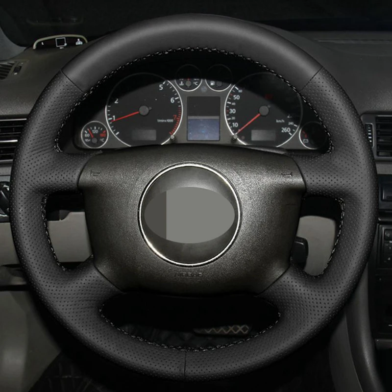 DIY черный Hige мягкой искусственной кожи чехол рулевого колеса автомобиля для Audi A6