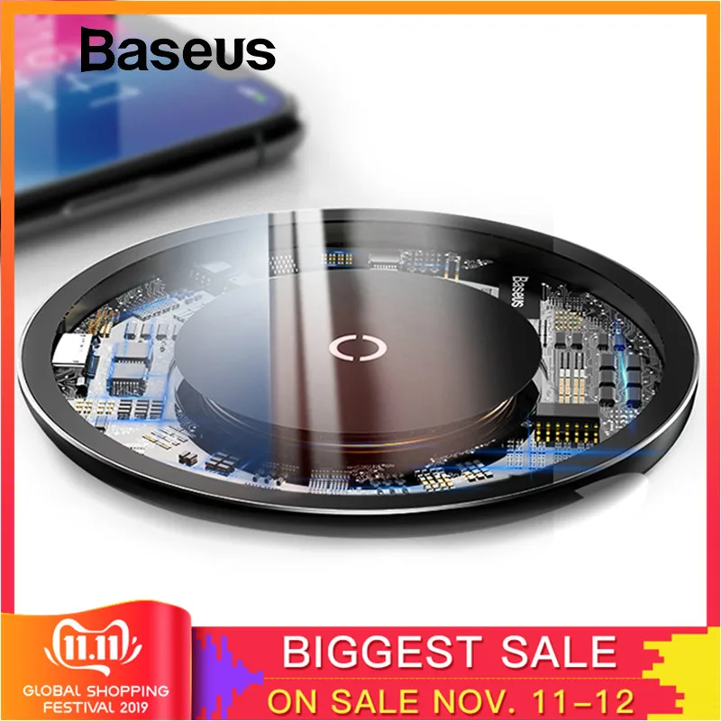 Baseus 10 Вт Qi Беспроводное зарядное устройство для iPhone X/XS Max XR 8 Plus Видимый элемент