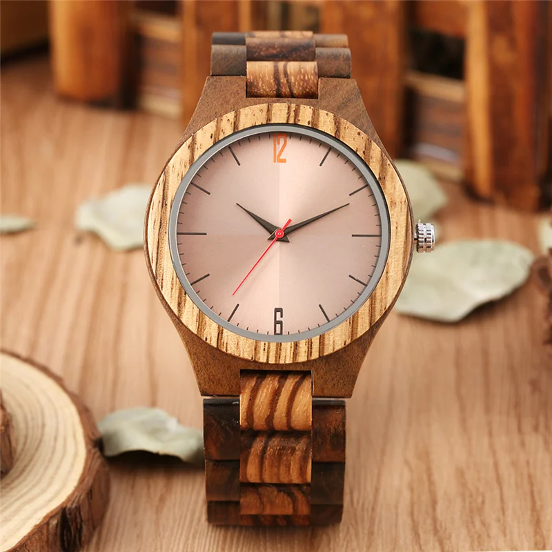 Modern Fashion Men's Wood Bangle Arabic Number Display Clock Quartz Movement Watch Full Natural Wooden Band Delicate Present