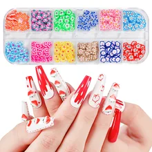 

12colors/set Nail Art Fruit Soft Pottery Patch DIY Long Bar Box Fruit Small Flower Jewelry Nail Manicure Nail Soft Pottery Patch