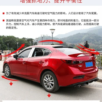 

For Mazda 3 M3 Axela 2014 to 2017 year spoiler Primer or any ABS Plastic Rear Roof Spoiler Wing Trunk Lip Boot Cover Car Styling