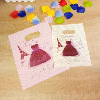 

50pcs 15*20cm Multi Style Plastic Handle Bag Small Jewelry Packing Party Favor Pouch For Candy Cookie Gift Box Packaging Bag