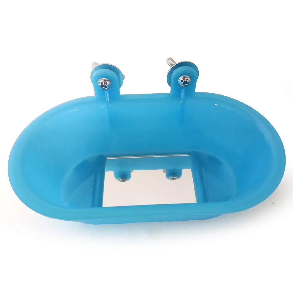 Blue Птица для ванной с игрушечное зеркало фиксированный попугай Ванная комната Ванна для небольших Brids Канарские Budgies попугаи - Цвет: Blue
