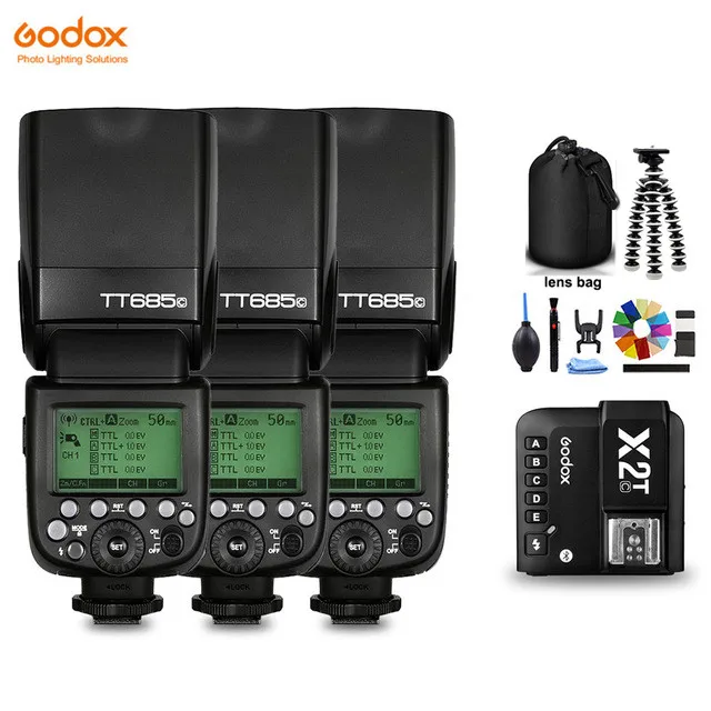 3xTT685C and X2T-C Godox 2,4G TT685C TT685-C HSS TTL вспышка для камеры Speedlite X2T-C смартфон Bluetooth передатчик для Canon 5D 7D 80D 810D 550D - Цвет: 3xTT685C and X2T-C