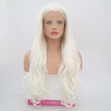RONGDUOYI длинные белые натуральные волнистые синтетические кружевные передние парики для женщин термостойкие волокна волос Косплей Костюм вечерние парики