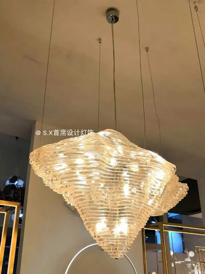 Led пост-современный скандинавский клиент продаж офисный песок стол Китайский ветер облака горный комплекс Здание Люстра креативный акриловый
