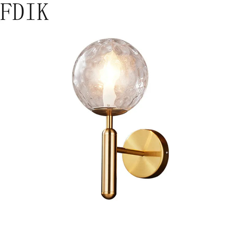 

Modern Led Glass Ball Wall Light Round Metal Wall Lamp for Home Industrial Loft Decor Bathroom Kitchen Bedroom Sconce Luminaires