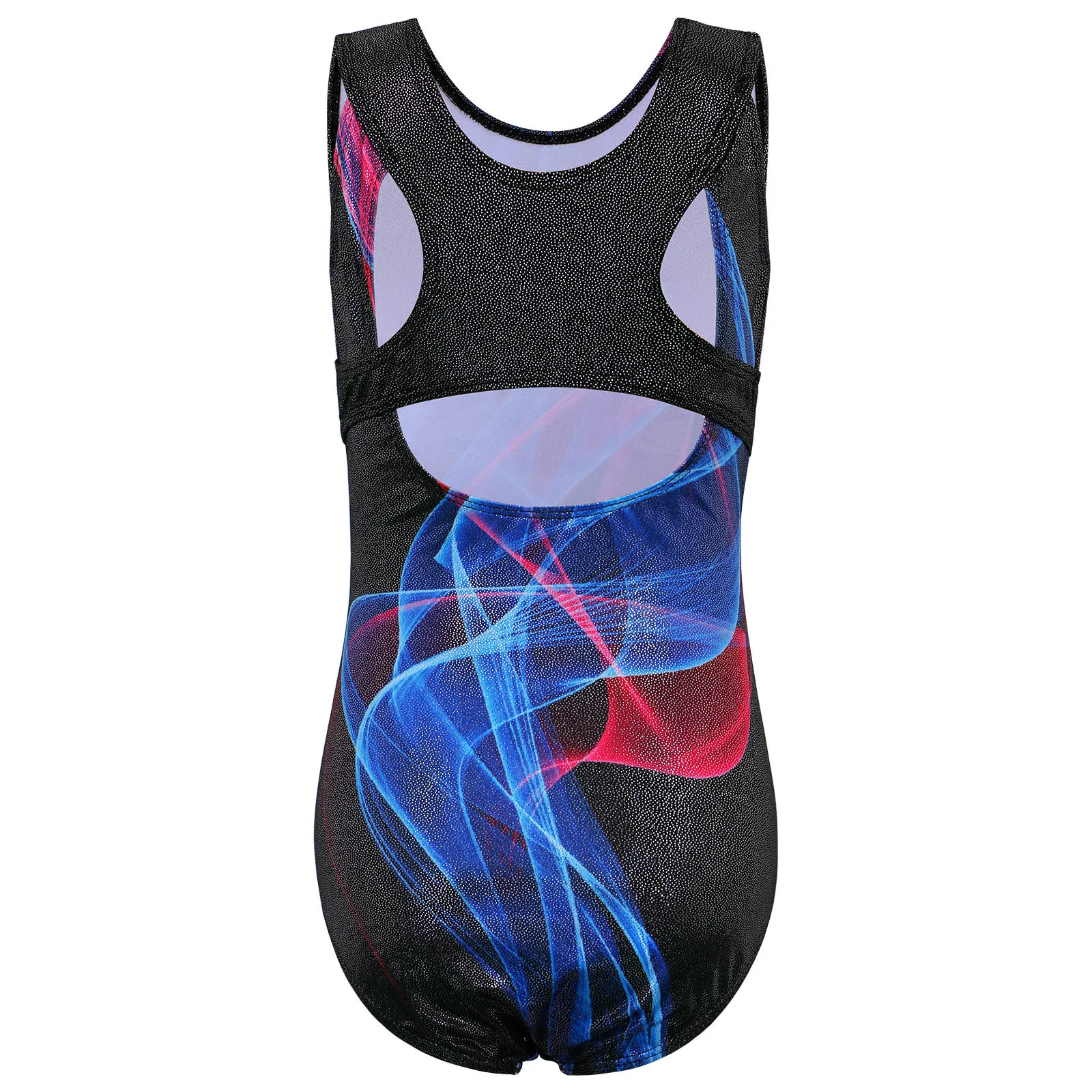 BAOHULU Girls Ballet Jumpsuit 3D Print Gymnastics Leotards for Girls Sleeveless Dancing Ballet Skirt Athletic Bodysuit