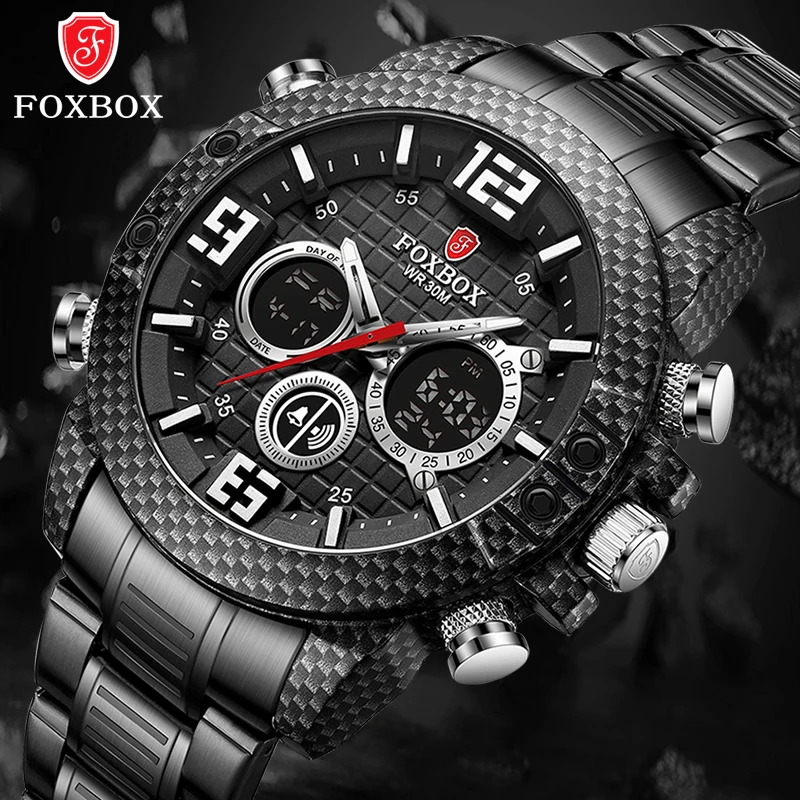 2021 orologio Fox di marca da uomo cassa in fibra di carbonio orologi sportivi al quarzo da uomo orologio da polso digitale impermeabile militare Clcok_voghion.com