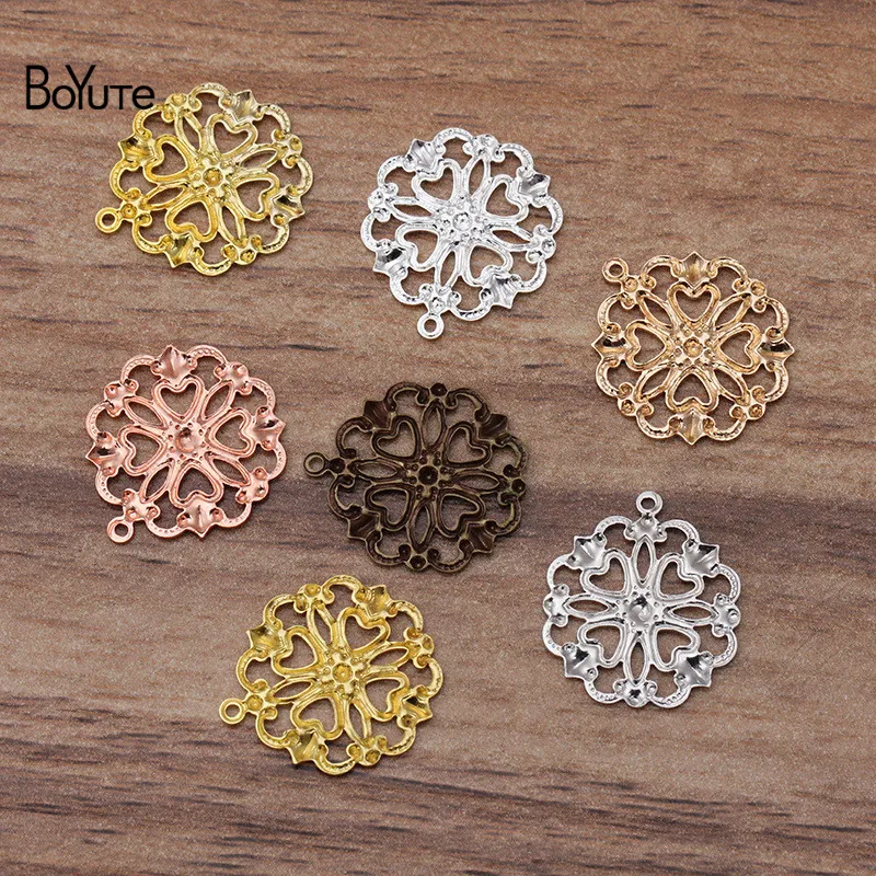 BoYuTe (100 Pieces/Lot) 16*18MM Metal Brass Filigree Plate Flower