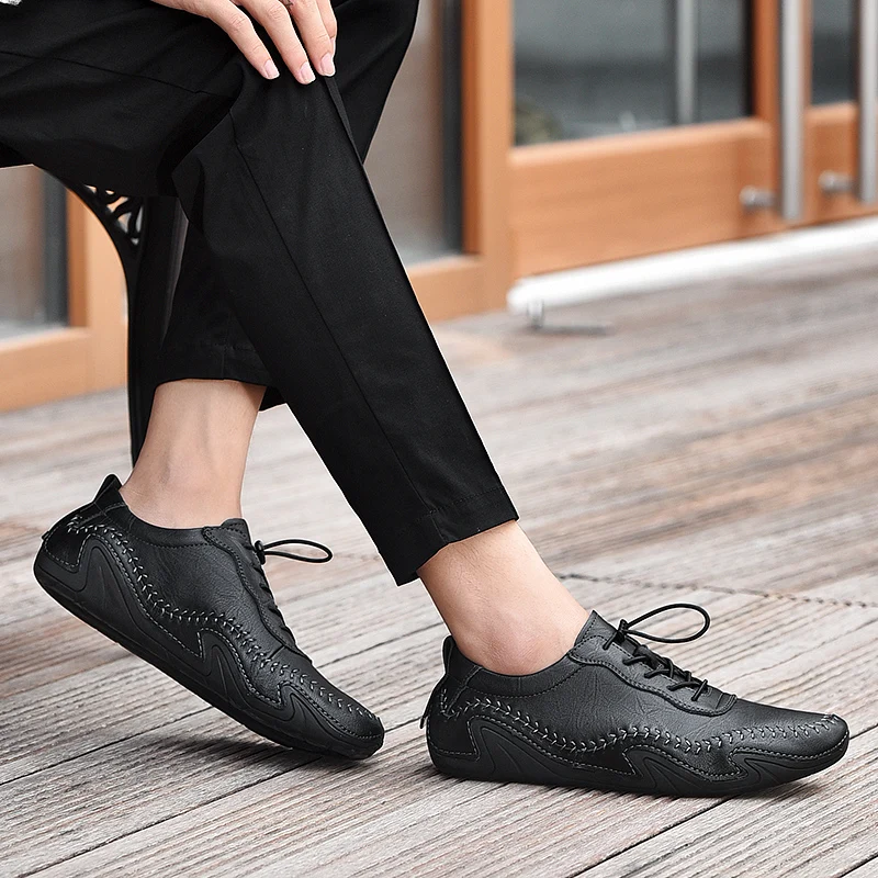 Мужские кожаные кроссовки; модные мужские уличные туфли на плоской подошве для отдыха; мужские деловые мокасины; Мужская обувь; мокасины;
