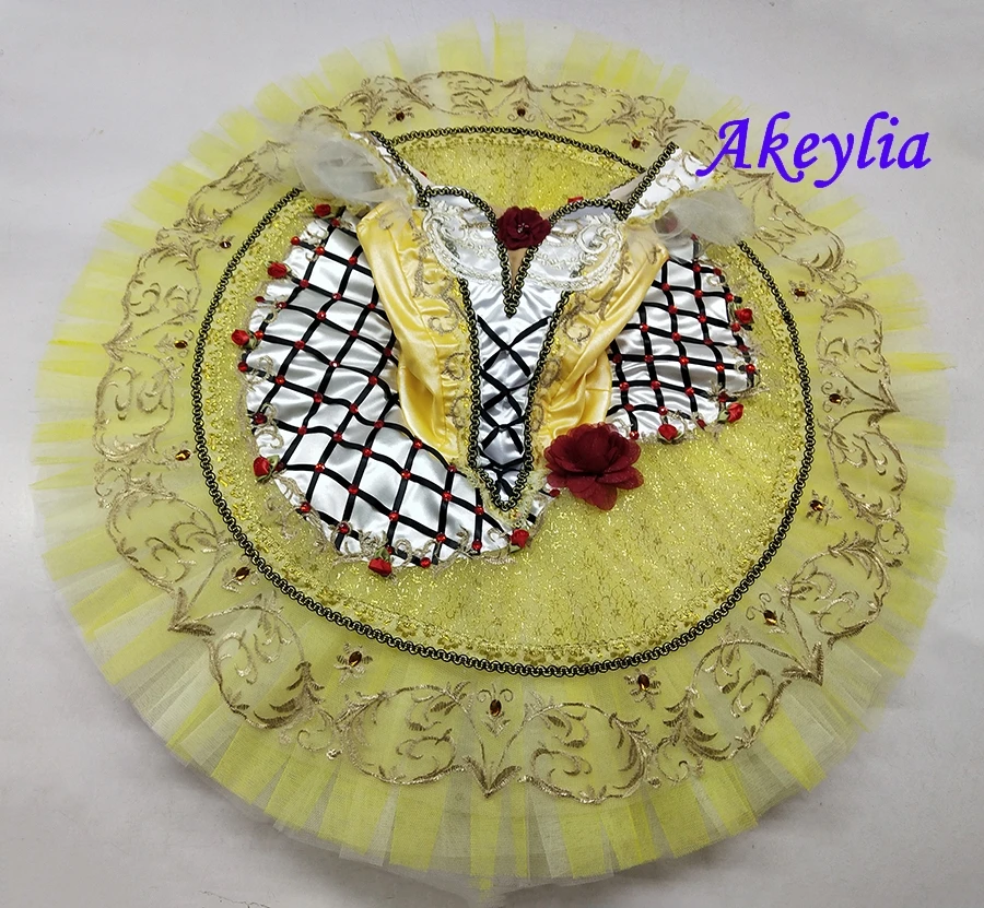 

Professional Classical Ballet Tutu Costume Paquita Yellow Ballet Stage Costume Pancake Tutus Ballet Girls Tutus pale yellow
