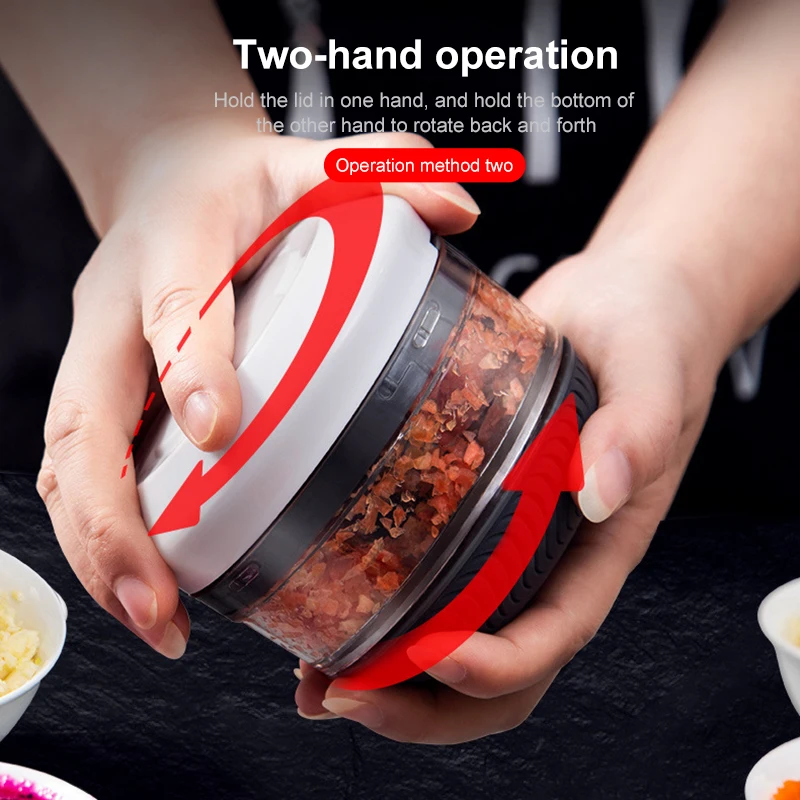 Mini Manual Blade Garlic Chopper Crusher Multifunction Spin Food Grinder Mincer Shredder For Fruit Vegetable Kitchen Tools_voghion.com