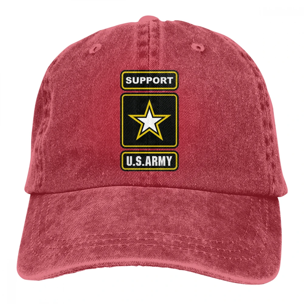 Американская армейская поддержка Casquette черные унисекс Мужские Женские джинсовые бейсболка с ремешком кепки Регулируемый Гольф папа шляпа
