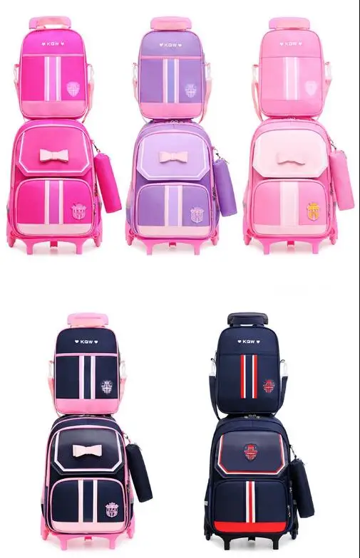 Girls School Trolley Bag Rolling Backpack Bag For Girls School Wheeled Bags Wheels Rolling Luggage Backpack Bag Waterproof Girls - 1524