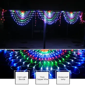 

110V 220V 3-Peacock Shows LED Window Curtain String Fairy Light 3X0.5M LED Net String Christmas Light Outdoor