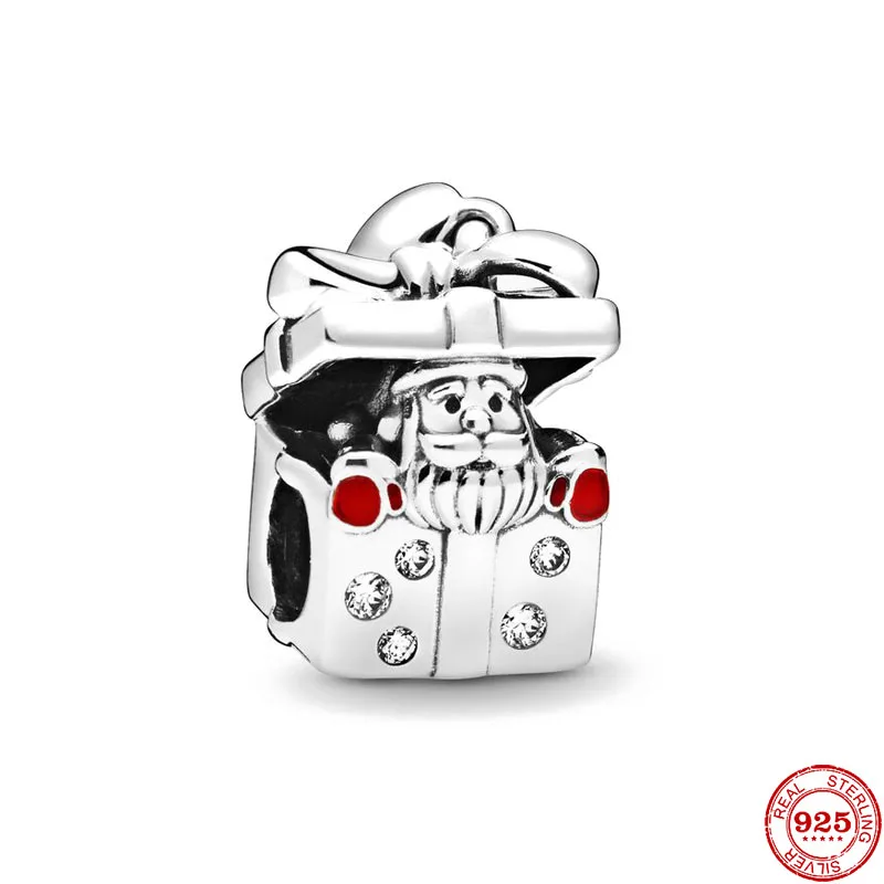New Original Silver Color Box Santa Claus Diy Bead Fit European Pandora Charms Bracelet Bangles Jewelry P071 | Украшения и