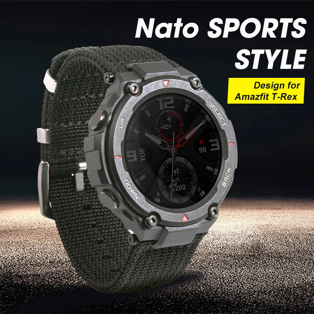 Ремешок нейлоновый для смарт-часов Amazfit T rex T-rex Pro брезентовый браслет 5 АТМ с