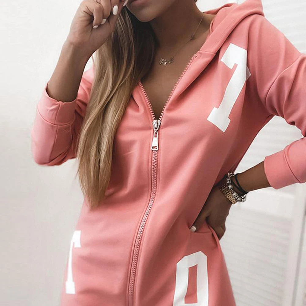 

Classic Women Zip-up Hoodies Overcoat New Autumn Winter Zipper Hooded Sweatshirts Hoody Jacket Women Coat Letter Print Outerwear