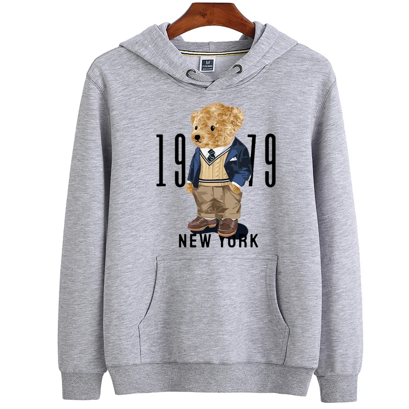 Creative Fashion Gentleman Teddy Bear Sweatshirt Autumn/Winter Thickening Plus-size Men and Women Hoodies Lovers Hoodie S-4XL