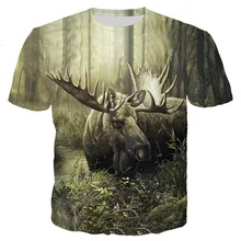 Животное Американский Лось милые мужские рубашки 3D печатная Футболка забавная модная летняя рубашка крутая рубашка для мужчин женщин унисекс Повседневный Топ