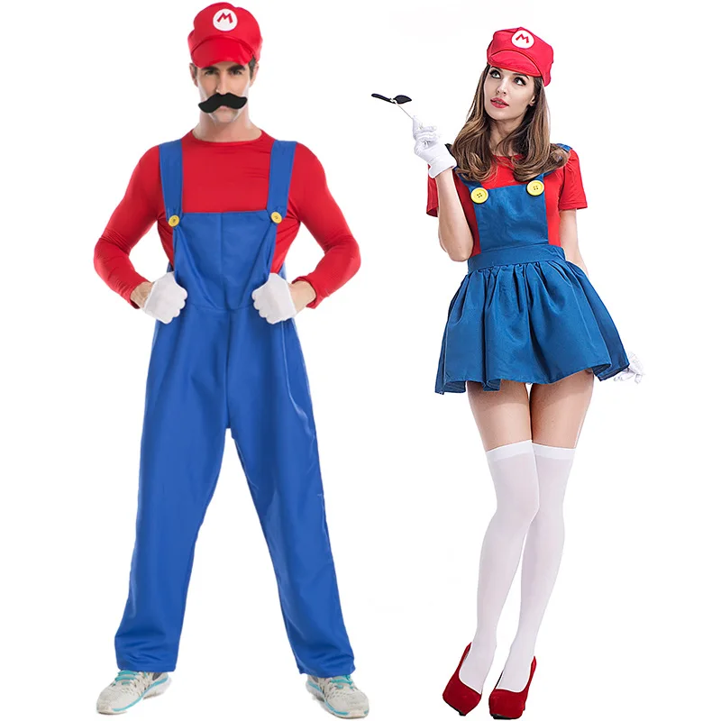 Аниме «Super Mario Bros», шапки Луиджи-сантехник, маскарадный костюм Марио для женщин и девочек на Хэллоуин, нарядное платье для родителей и детей, для взрослых и детей