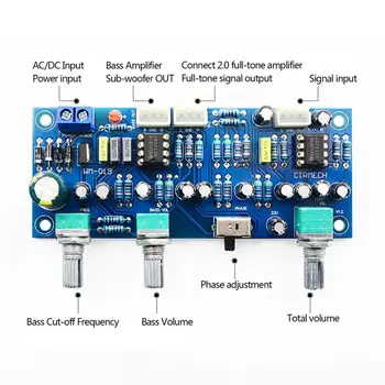 

2.1 Channel Subwoofer Preamp Board Low Pass Filter Pre-AMP Amplifier Board Low Pass Filter Bass Preamplifier NE5532