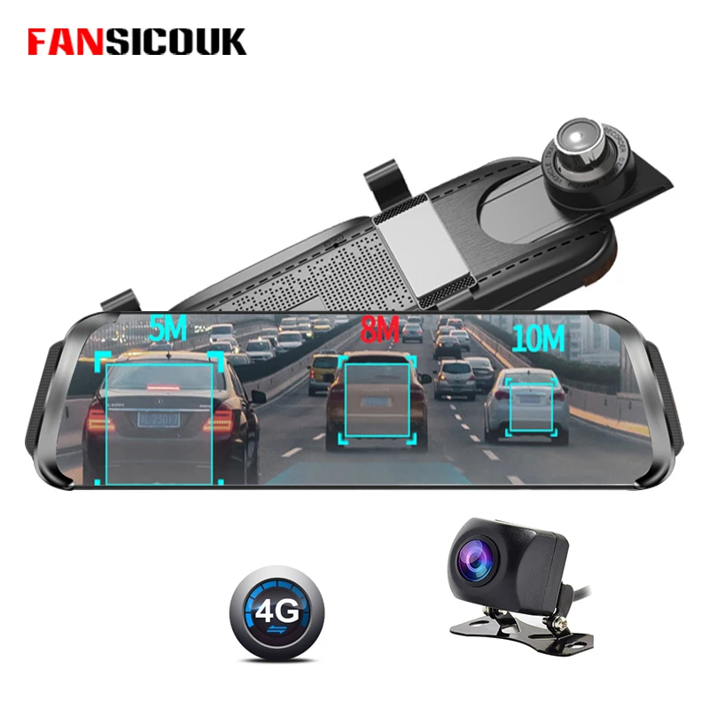 FANSICOUK 3G/4G ADAS Android Car Dvr 10'' Stream Media Rearview Mirror Dash Camera GPS FM Video Recorders Free 32GB SD Card 787