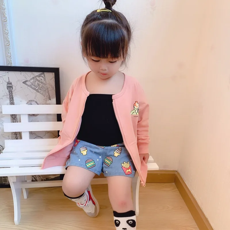 Baby girl jacket cartoon cardigan Children Long sleeve casual toddler sweatshirts kid Round Collar Pullovers
